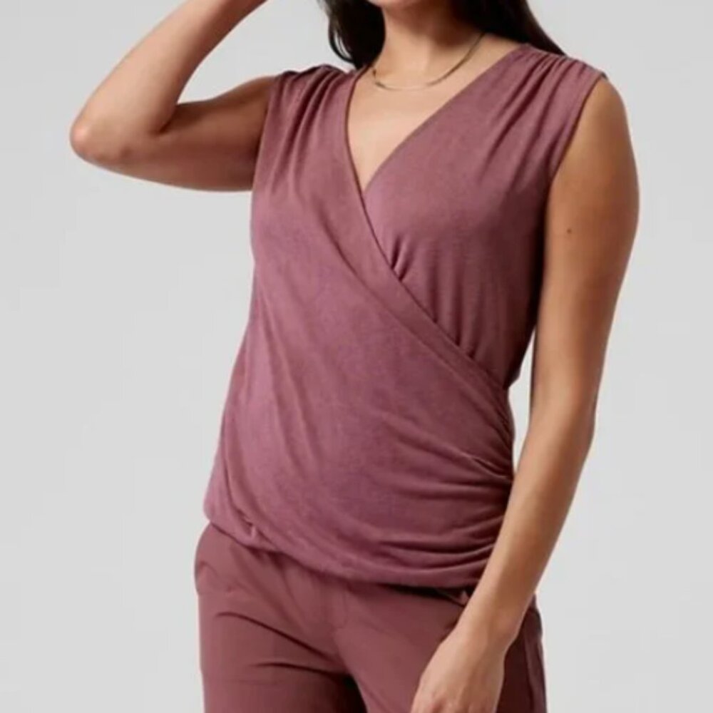 Athleta Tawny Rose Sleeveless Breezy Wrap Modal Top Sleeveless Tank Medium